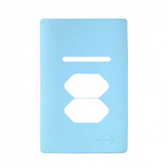 Placa P/ 1 Interruptor + Tomada dupla 4x2 - Novara Especiais Celeste